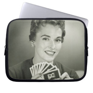 Woman Playing Cards Laptop Sleeve