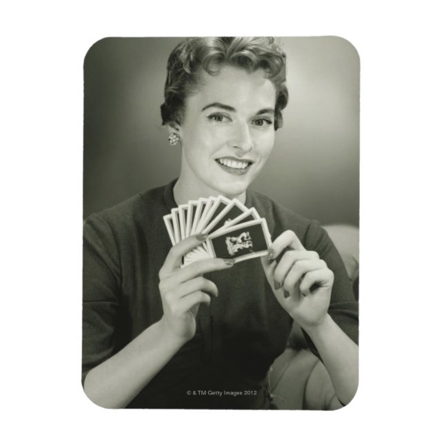 Woman Playing Cards Magnet (Vertical)