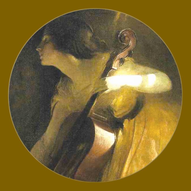 Woman Playing Cello Classic Round Sticker (Creator Uploaded)