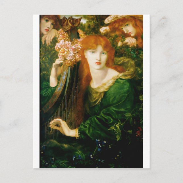 Woman Playing Harp Painting Postcard (Front)