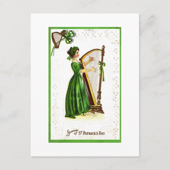 Woman Playing Harp Postcard (Front)