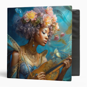 Woman Playing Lute African American Fantasy Art Binder