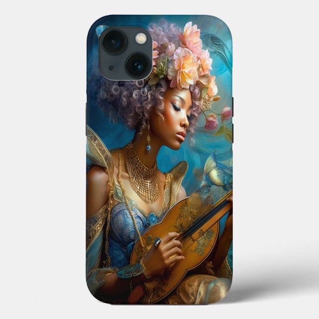 Woman Playing Lute African American Fantasy Art Case-Mate iPhone Case (Back)
