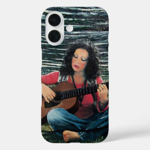 Woman Playing Music With Acoustic Guitar iPhone 16 Case