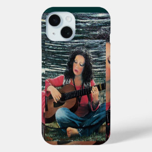 Woman Playing Music With Acoustic Guitar iPhone 15 Case