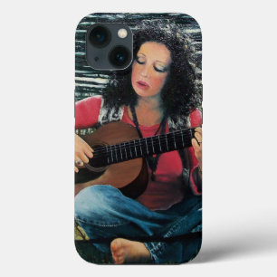 Woman Playing Music With Acoustic Guitar iPhone 13 Case