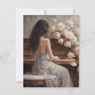 Woman Playing Piano Holiday Card