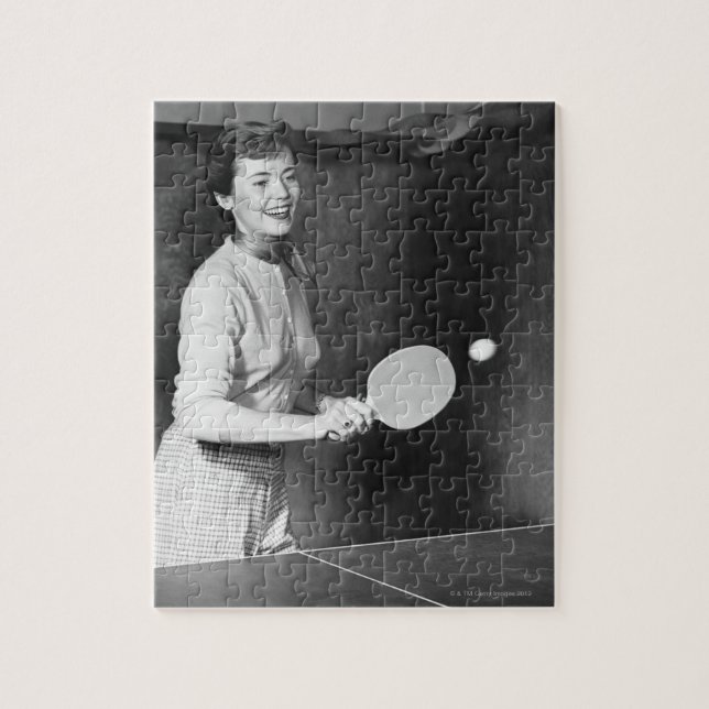 Woman Playing Table Tennis Jigsaw Puzzle (Vertical)