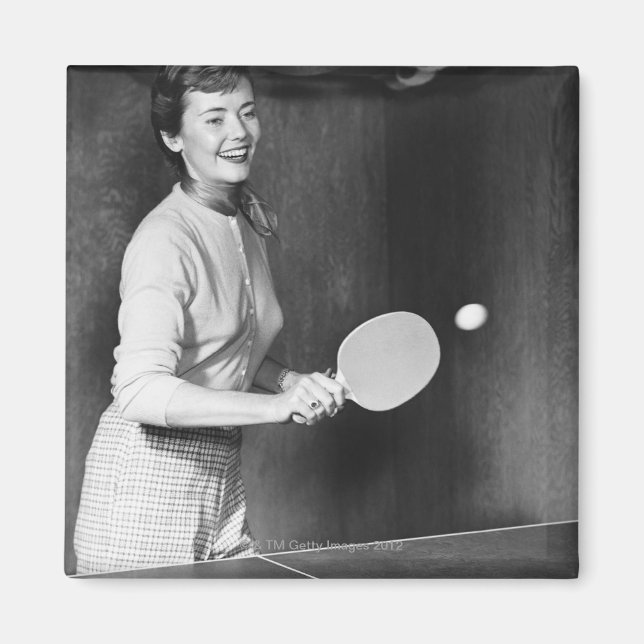 Woman Playing Table Tennis Magnet (Front)