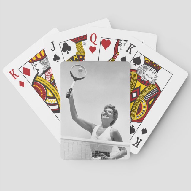 Woman Playing Tennis 2 Playing Cards (Back)