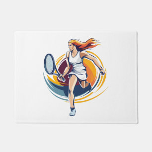woman playing tennis doormat