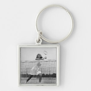 Woman Playing Tennis Keychain