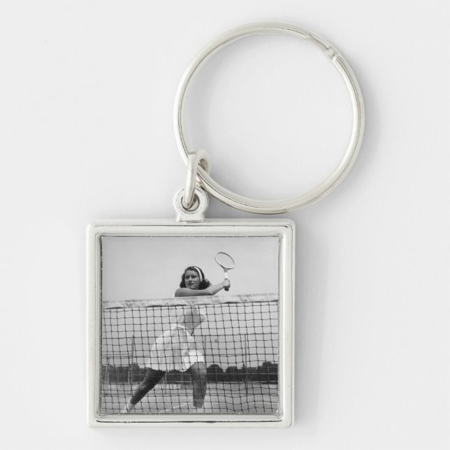 Woman Playing Tennis Keychain (Front)