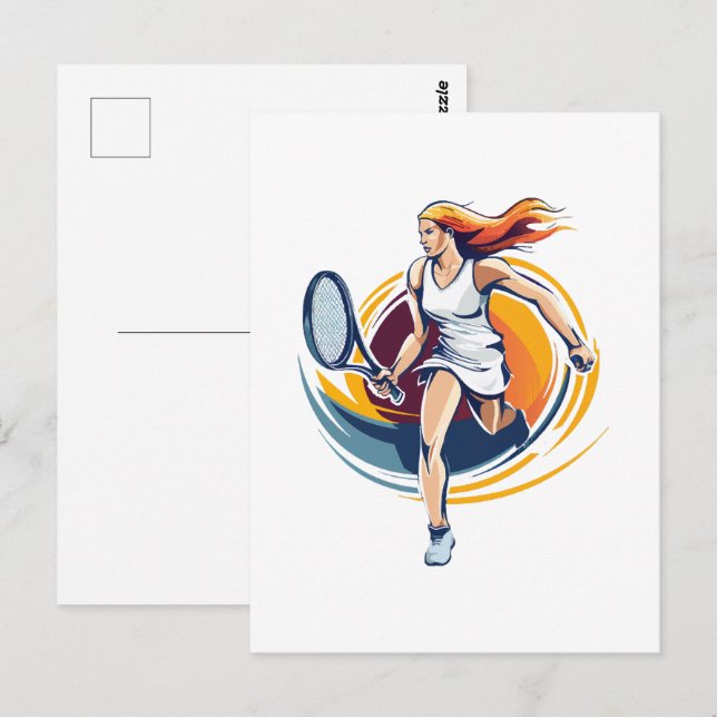 woman playing tennis postcard (Front/Back)