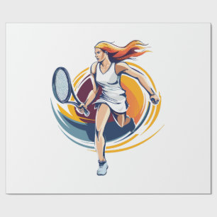 woman playing tennis wrapping paper