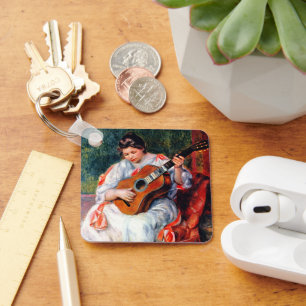 Woman Playing The Guitar by Pierre Renoir Keychain