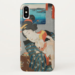 Woman Playing with Cat Vintage Japanese Print Case-Mate iPhone Case