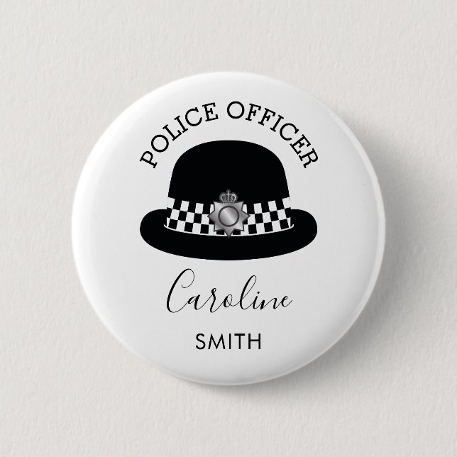 Woman Police Officer | Personalized 2 Inch Round Button (Front)