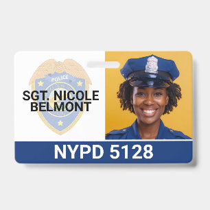 Woman Police Officer Smiling Badge