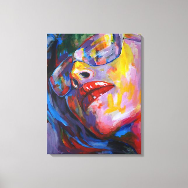 woman portrait with eyeglass canvas print (Front)