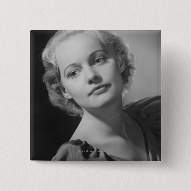 Woman Posing 2 Inch Square Button (Front)