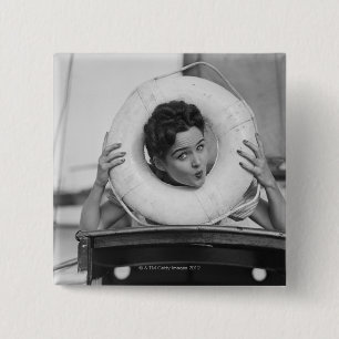 Woman Posing 3 2 Inch Square Button