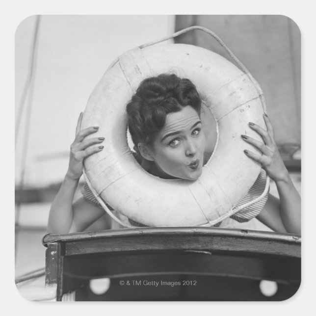 Woman Posing 3 Square Sticker (Front)