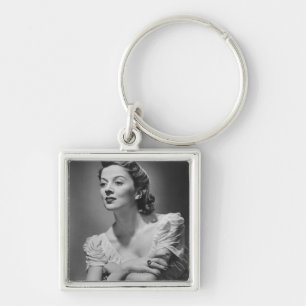 Woman Posing in Studio Keychain