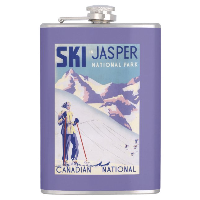 Woman Posing Open Slopes Poster Hip Flask (Front)