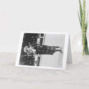 Woman Posting in Tennis Outfit Photograph Card