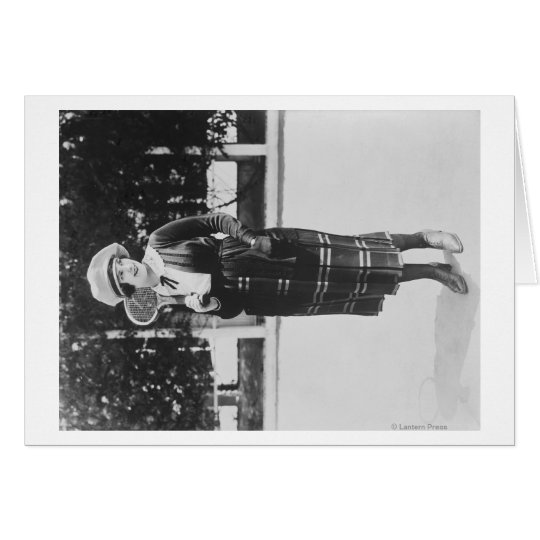Woman Posting in Tennis Outfit Photograph Card