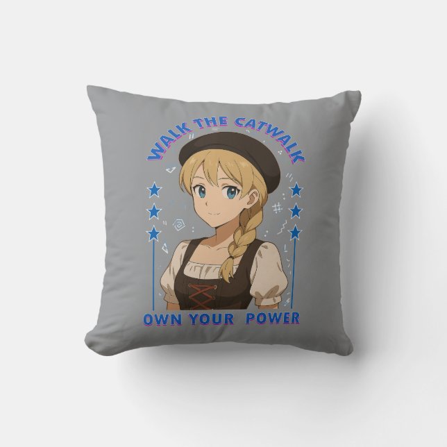 woman power throw pillow (Front)