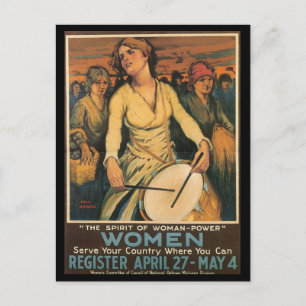 Woman-Power World War II Postcard