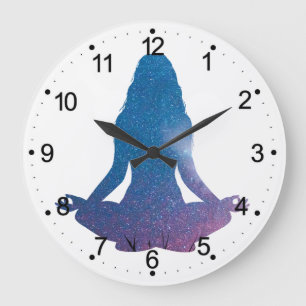Woman practicing yoga - Choose background color Large Clock