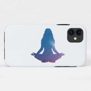 Woman practicing yoga - Choose background colour iPhone 11 Case