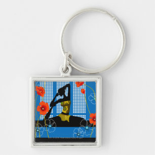Woman practicing yoga keychain