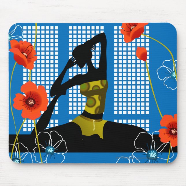 Woman practicing yoga mouse pad (Front)