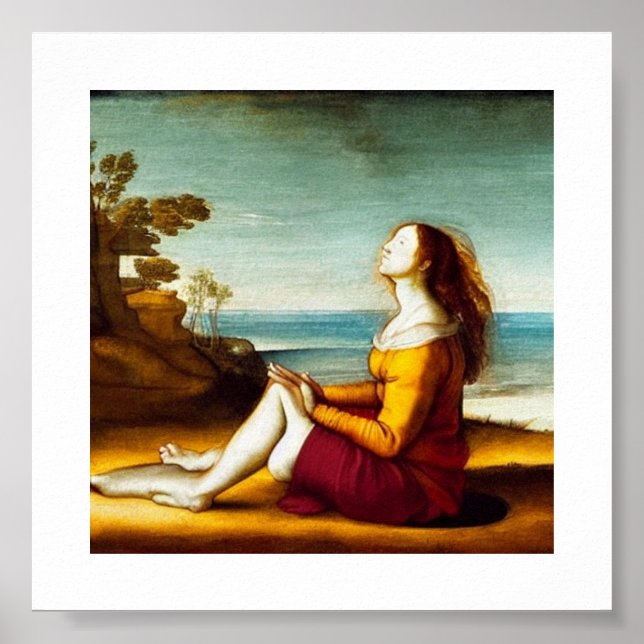 Woman practicing Yoga Renaissance Art Poster (Front)
