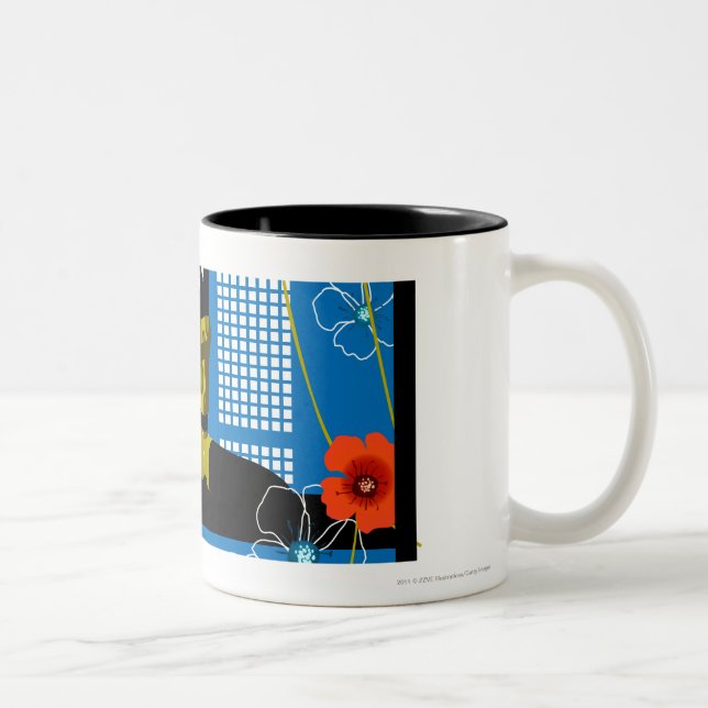 Woman practicing yoga Two-Tone coffee mug (Right)