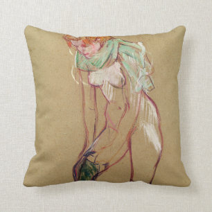 Woman Pulling Up her Stocking, 1894 (oil on card) Throw Pillow