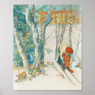 Woman Putting on Skis - Skidloperskan Poster