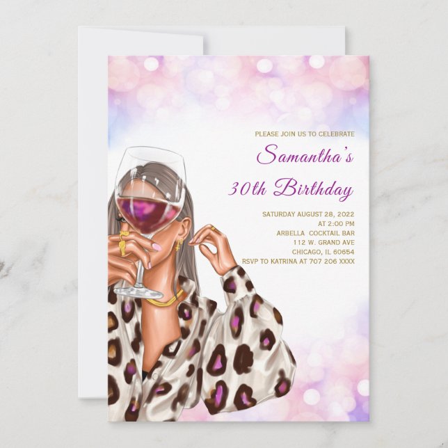  Woman Rainbow Birthday Invitations (Front)