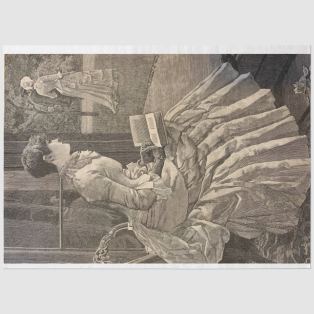 Woman Reading, 1880's Tissue Paper (Front)