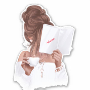 Woman Reading a book Coffee Fashion Personalized