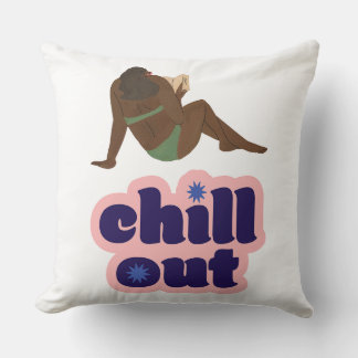 Woman Reading Book Chill Out Retro Throw Pillow