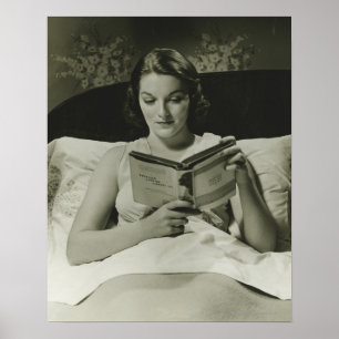Woman Reading Book Poster
