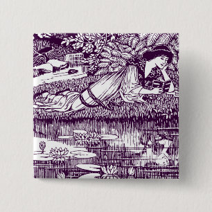 Woman Reading by a pond 2 Inch Square Button