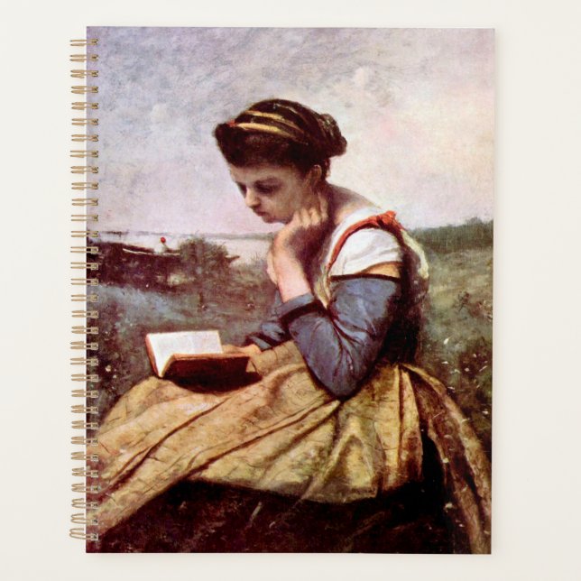 Woman reading by Jean-Baptiste Camille Corot Planner (Front)