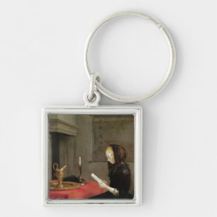 Woman Reading, c.1662 Keychain