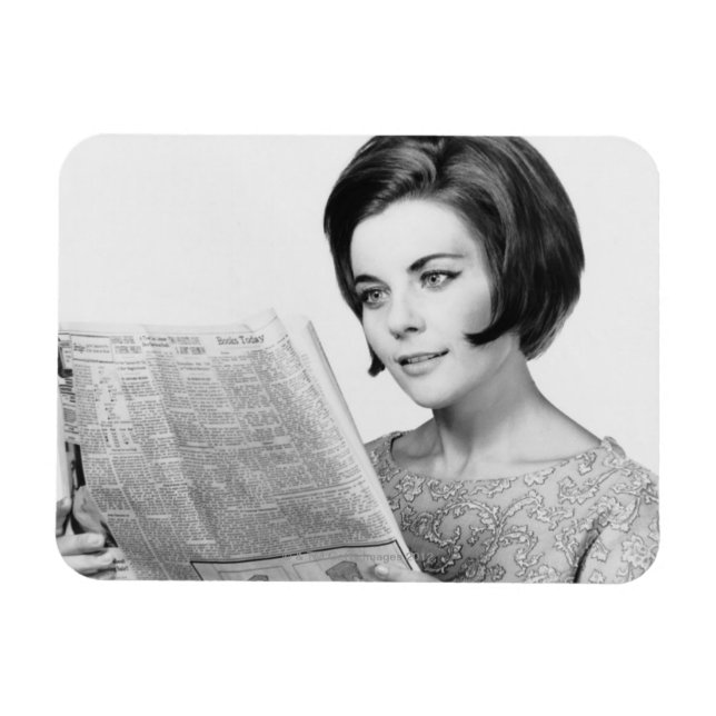 Woman Reading Newpaper Magnet (Horizontal)